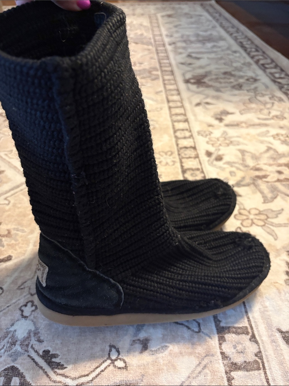 Ugg Black Knit Mid Calf Womens Boot